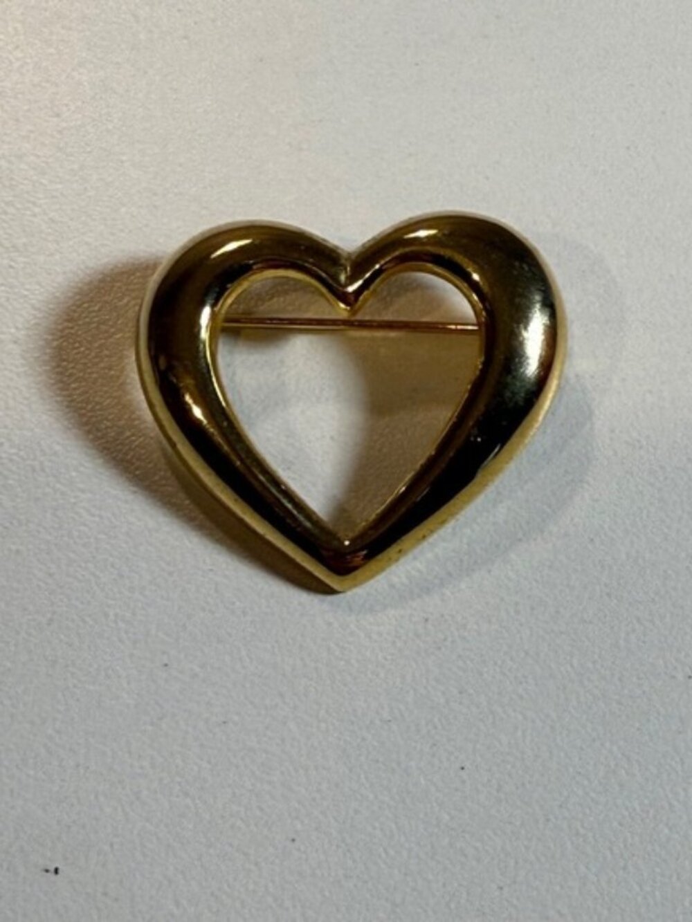 Vintage Gold Tone Heart Brooch Pin Open Design USA Made Minimalist Jewelry